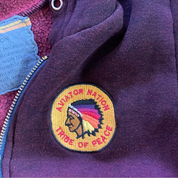 RARE AVIATOR NATION Dip Dyed Neck Hoodie Sweatshirt Kids Sz 8 Tribe Patch Ombre - Picture 4 of 6